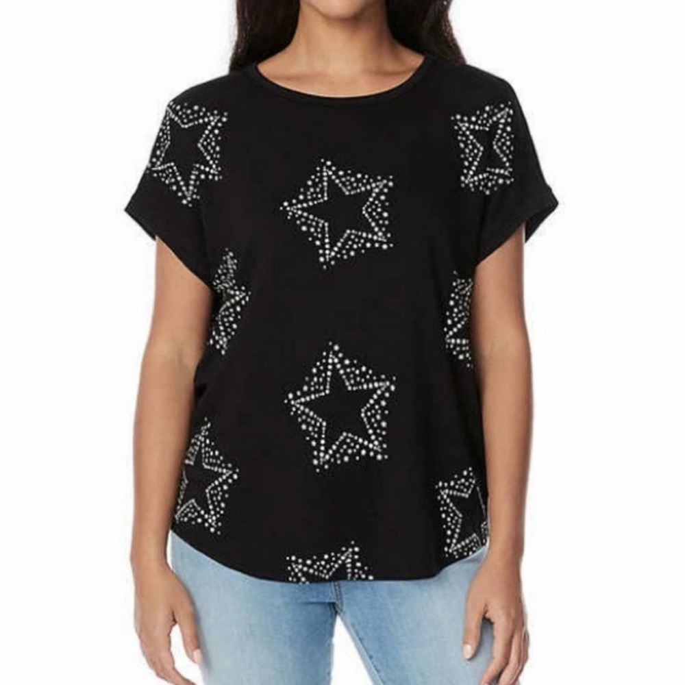 Buffalo David Bitton Black Star Print Top XL NWOT